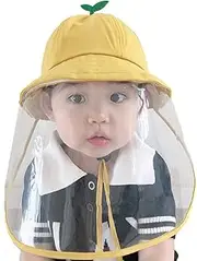 [GIGA GUD] Face Shield Cotton Packable Sun Hats Dust Proof Packable Sun Hats Shield for Dust, Outdoors, Sports, Protection Sun Hat Suitable for Baby (3-18 Months) Yellow