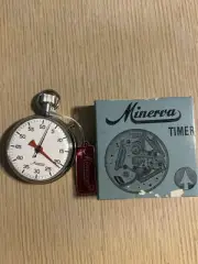 VINTAGE MINERVA POCKET STOPWATCH JOGGER WATCH SELF WIND SWISS. USA ARMY. WORKS