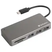 Verbatim 65679 USB 3.1 USB-C Card Reader & Hub (Fixed Cable) [65679]