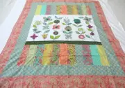 Handmade Machine sewing cotton applique & patchwork 46"x 54"quilt top