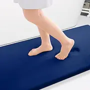 Smiry Memory Foam Bath Mat 40'' x 32'', Extra Soft Absorbent Bathroom Rugs Non Slip Bath Rug Runner for Shower Bathroom Floors, Navy Blue