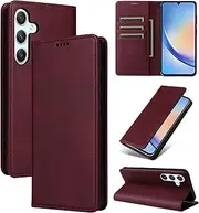 [YocoverTech] for Samsung A34 5G Wallet Case with Card Holder,for Galaxy A34 5G Case Phone Flip Cover PU Leather Women Men[RFID Blocking] Shockproof Cover with Credit Card Slots-Wind Red