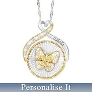 Personalised Spinning Butterfly Granddaughter Pendant