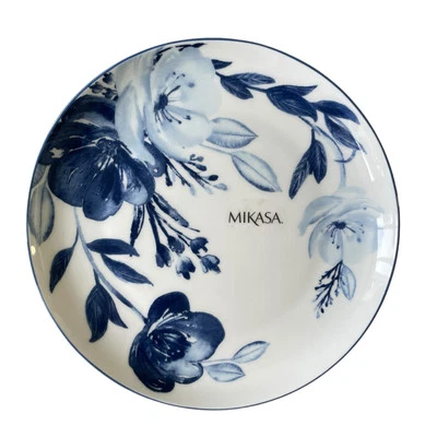 MIKASA Darcy Blue & White Floral Bone China 9" Salad Plates Set of 4 New