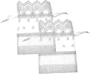 VICASKY 2pcs Small Mesh Drawstring Bags Organza Jewelry Pouches Jewelry Storage Bags Wedding Favor Organza Pouches Candy Tie String Bag