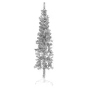 Slim Artificial Half Christmas Tree with Stand Silver 150cm Xmas Decor