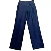 Sandro 100% Linen Pants Women's 6 (28 Waist) Black Straight Leg Lined Side Zip