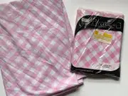 Double FLAT & FITTED SHEET Vintage RETRO Pink GINGHAM Percale Montgomery Ward