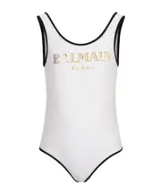 Balmain Kids Logo-Printed One-Piece Swimsuit 12,8Y,13,14Y,13Y,12Y White