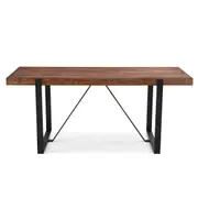 Cottage 180cm Timber Veneer Dining Table - Rustic Pine/Black