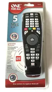 One For All 5 Device TV/DVD/Cable/AUX/AUD Universal Remote Control (Black)