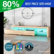 ALFORDSON Entertainment Unit 220cm TV Stand LED Light Storage Drawer Oak