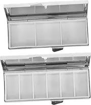 2pcs Rectangle Metal Compartment Pill Box Medicine Organizer for Travel Portable Medicine Case Sturdy Closure