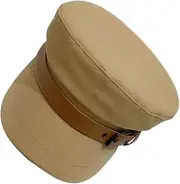 [BESTYASH] Leather Buckle Beret Bucket Hat for Women Bard Hat Fashion Goth Hats Dress Women Bowler Hat Brim White Cap Clothing Baker Boy Caps Cooling Hat Polyester Cotton Khaki