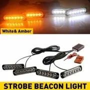 6LED Flashing Beacon Indicator Warning Marker Strobe Light WhiteTruck Amber SUV