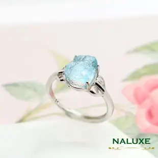 水晶【Naluxe】天然寶石海水藍寶石原礦造型戒指(3月誕生石勇氣之石安定情緒、撫慰心靈)
