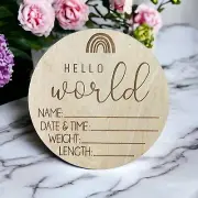 Hello World Sign | New Baby Sign | Hello World Plaque | Birth Announcement Sign