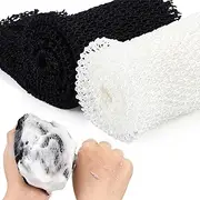 2 Pieces African Net Sponge Exfoliating Net African Body Scrubber Bath Rag Washcloth Towel Shower Body Back Scrubber Skin Smoother for Daily Use or Stocking Stuffer (Black, White)