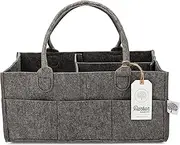 Parker Baby Diaper Caddy - Nursery Storage Bin and Car Organizer for Diapers and Baby Wipes - Charcoal, Large