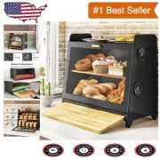 Elegant Bamboo Bread Box with Detachable Cutting Board - Large Capacity Design