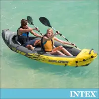 在飛比找momo購物網優惠-【INTEX】探險家K2-雙人運動獨木舟/橡皮艇(附雙漿+手