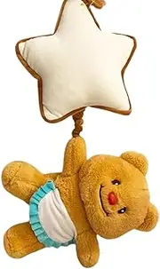 Stroller Car Seat Rattle,Plush Pendant Bell Butter Bear Carseat Rattle - Soft Sensory Toy Chime Activity Music Box for Stroller