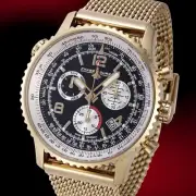 NEW CHASE DURER CDW-0072 FLIGHT COMMANDER SWISS CHRONO SAPPHIRE GOLD BLK WATCH