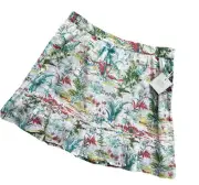 Sigrid Olsen Skirt Sz Large Lined Pockets Floral Pull On Cotton Easter Sunmer