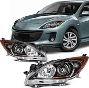 SCITOO Headlight Assembly Fits For 2010-2013 for Mazda 3 Headlamp Driver and Passenger Side