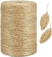 Tenn Well Natural Jute Twine, 984 Feet 2Ply 1mm Thin Brown Twine String for Crafts, Jute Yarn for Crocheting, Gift Wrapping, Gardening, Christmas Ornaments