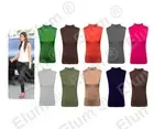 Ladies Sleeveless Stretch Polo Jersey Top Womens Plain Turtle Neck top 8-26