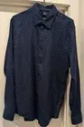 Hugo Boss Mens 42 16.5 Long Sleeve Slim Fit Large Blue Linen Luxury BRAND NEW