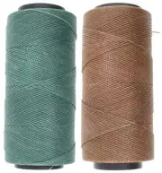2 Knot It Waxed Polyester Cord 1mm Diameter 144M Spools Teal Green, Cinnamon