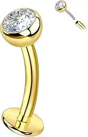 RL ROSARY LAND 14G G23 Titanium Belly Button Rings for Women, Threadless Push In Floating Belly Navel Piercing Jewelry, 10mm Curved Barbell