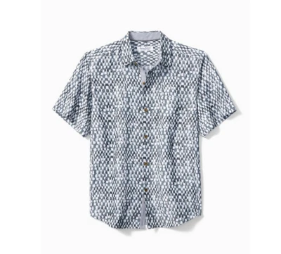 Tommy Bahama Coconut Point Sandbar Geo Camp Shirt, Carbon Grey, Size S