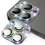 For iPhone 14 Pro Max 13 12 Bling Diamond Metal Camera Lens Protector 9H Glass
