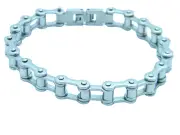 LARGE BIKER GOTHIC STAINLESS STEEL 316L SOLID BIKE CHAIN BRACELET IN SILVER