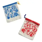 Printed Marble Cotton Bag Choice of Blue or Red Drawstring Closure Sturdy Cloth