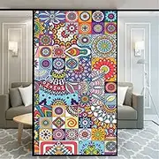 Window Film Privacy Glass Film Non-Adhesive Frosted Static Cling Home Office Church Style Mosaic Decorative Stickers Glass Door Coverings 69x100cm(27"x39.4")
