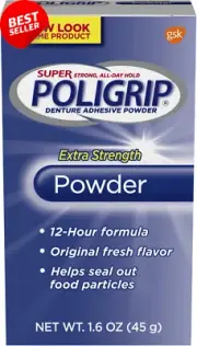 Super Denture Adhesive Powder Extra Strength 1.6 Oz Long-Lasting Hold