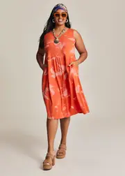 [TS] Taking Shape Natural Tropical Dress Size 10 in Print, Viscose - Plus Size Women's Clothing Print