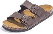 [FITORY] Mens Sandals, Arch Support Slides with Adjustable Buckle Straps and Cork Footbed