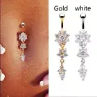 Crystal Flower Dangle Navel Belly Button Ring Bar Body Piercing Jewelry B_$i