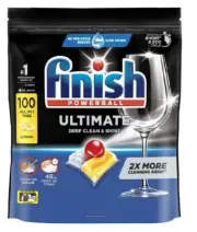 Finish Powerball Ultimate Dishwashing Lemon Sparkle 100 Tablets New