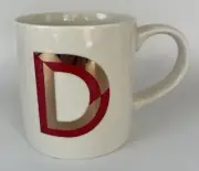 NWT Opalhouse Monogram Initial "D" Coffee Mug Stoneware 16oz Red & Rose Gold