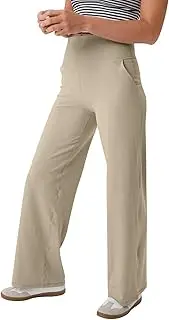 [Generic] Yoga Pants for Women Workout Yoga Loose Trendy Stretch Pants Cross Bootcut Leggings, Beige, Small