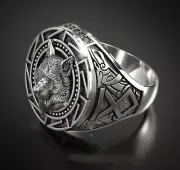 Anillo De Plata De Ley 925 Para Hombre Anillo De De Lobo Guerrero Para Hombre