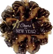 Cheers To The New Year Handmade Deco Mesh Wreath