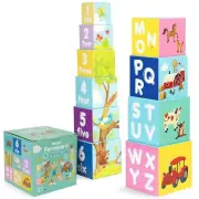 boppi Stacking Blocks Toddler Toys with Letters and Numbers Farmyard