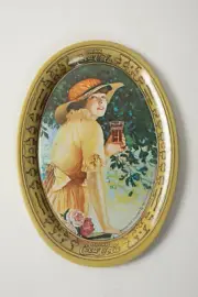 Coca Cola Tip Tray (R4B) Reproduction from 1973 Woman Glass Floppy Hat Gold